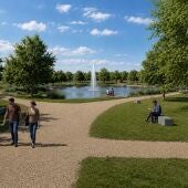 Simulación del nuevo 'Parque Europa’ junto al Hospital Universitario del Vinalopó de Elche.