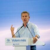 El presidente del PP, Alberto Núñez-Feijóo, interviene durante el XVI Congreso Extraordinario del PP catalán