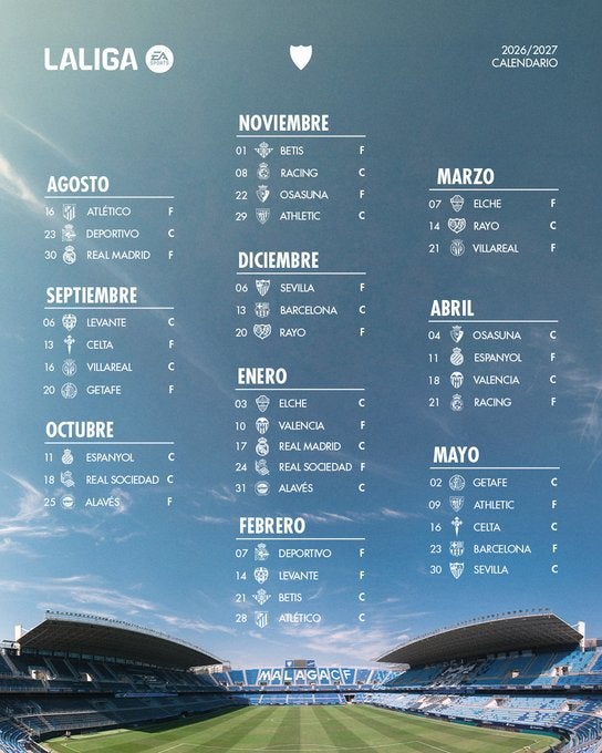 Las fechas claves del calendario del Málaga Las fechas claves del calendario del Málaga