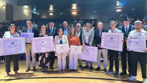 Los premiados durante la Fiesta de este viernes
