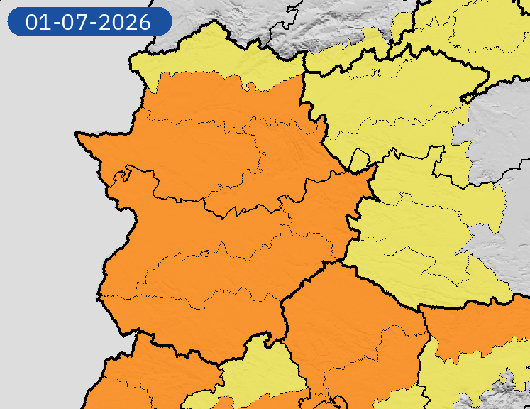 Toda Extremadura, salvo el Norte de Cáceres, estará este miércoles en alerta naranja por calor Toda Extremadura, salvo el Norte de Cáceres, estará este miércoles en alerta naranja por calor