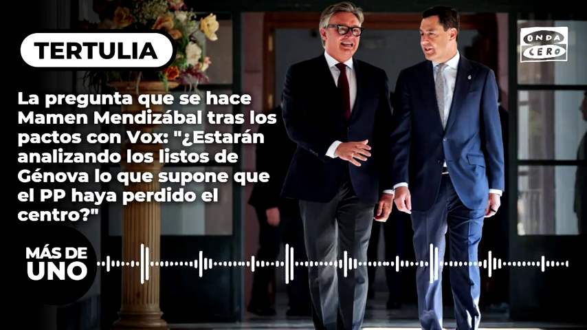 La pregunta que se hace Mamen Mendizábal tras los pactos con Vox: "¿Estarán analizando los listos de Génova lo que supone que el PP haya perdido el centro?" La pregunta que se hace Mamen Mendizábal tras los pactos con Vox: "¿Estarán analizando los listos de Génova lo que supone que el PP haya perdido el centro?"