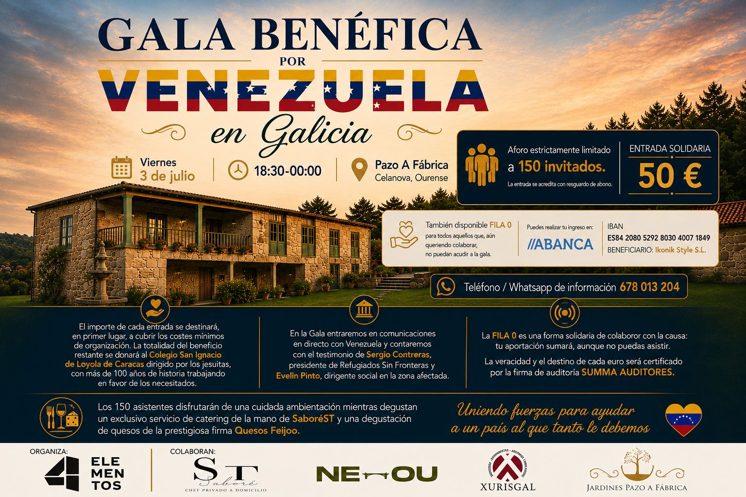 Gala Benéfica por Venezuela no Pazo A Fábrica de Celanova Gala Benéfica por Venezuela no Pazo A Fábrica de Celanova