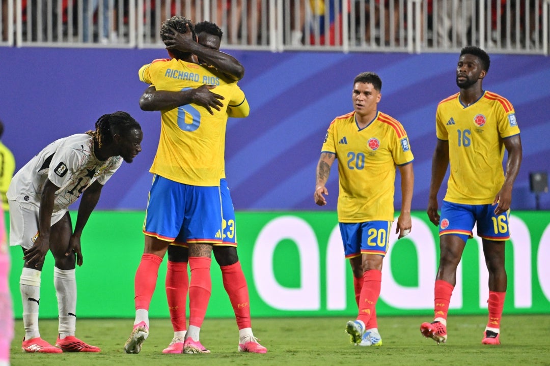 Los jugadores de Colombia celebran el triunfo ante Ghana Los jugadores de Colombia celebran el triunfo ante Ghana