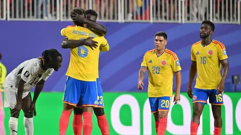 Los jugadores de Colombia celebran el triunfo ante Ghana Los jugadores de Colombia celebran el triunfo ante Ghana