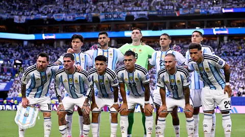 Los jugadores de Argentina antes de enfrentarse a Cabo Verde Los jugadores de Argentina antes de enfrentarse a Cabo Verde