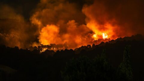Imatge de l'incendi que ha cremat a l'Anoia 