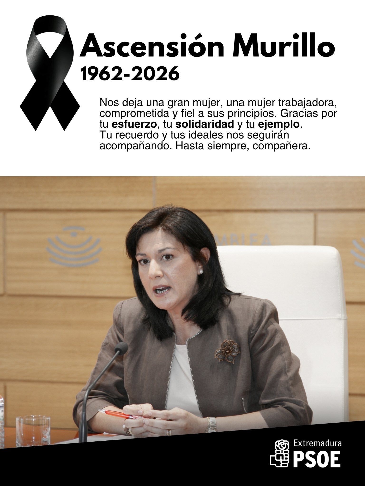Luto en la política extremeña por la muerte de Ascensión Murillo Luto en la política extremeña por la muerte de Ascensión Murillo