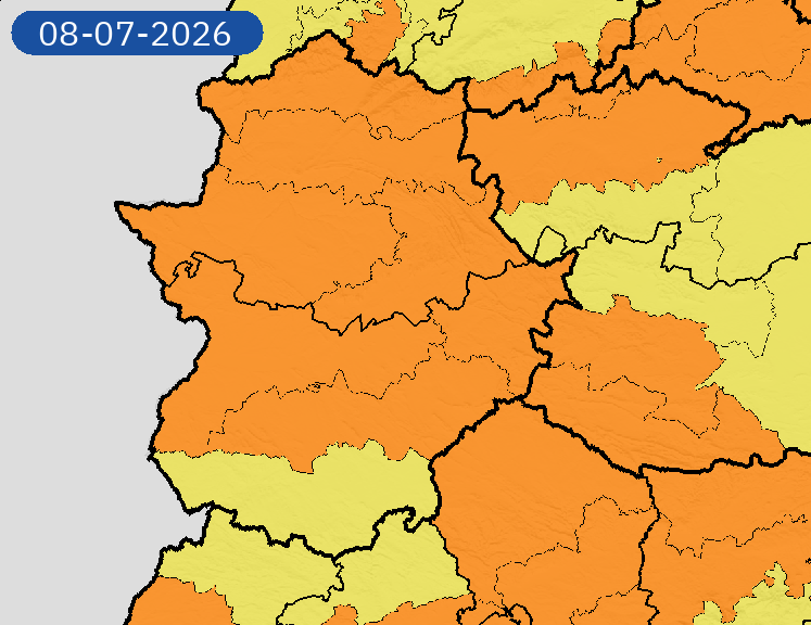 De nuevo este miércoles alerta naranja por calor activa en toda Extremadura, salvo en el Sur de Badajoz, en donde será amarilla De nuevo este miércoles alerta naranja por calor activa en toda Extremadura, salvo en el Sur de Badajoz, en donde será amarilla
