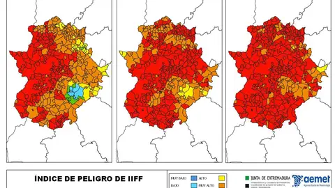 Este miércoles casi el 90% del territorio extremeño estará bajo riesgo extremo de incendios forestales, mañana se extenderá la alerta Este miércoles casi el 90% del territorio extremeño estará bajo riesgo extremo de incendios forestales, mañana se extenderá la alerta
