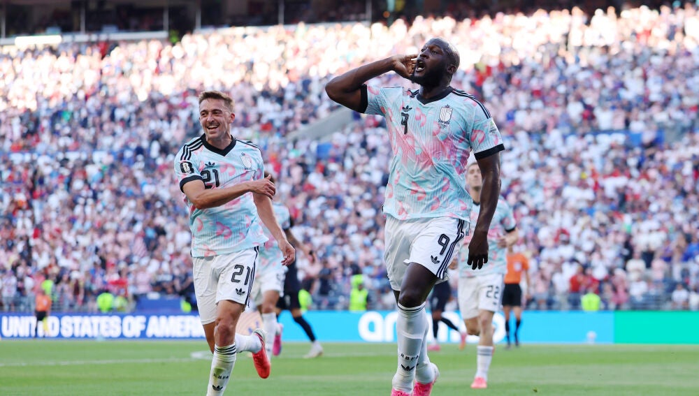 Lukaku celebrando uno de los cuatro goles contra Estados Unidos.
