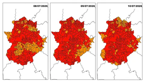 El 99 % del territorio extremeño se situará este jueves y viernes en riesgo muy alto o extremo de incendios forestales El 99 % del territorio extremeño se situará este jueves y viernes en riesgo muy alto o extremo de incendios forestales