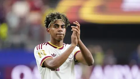 Imagen de Lamine Yamal durante el partido de España contra Portugal Imagen de Lamine Yamal durante el partido de España contra Portugal