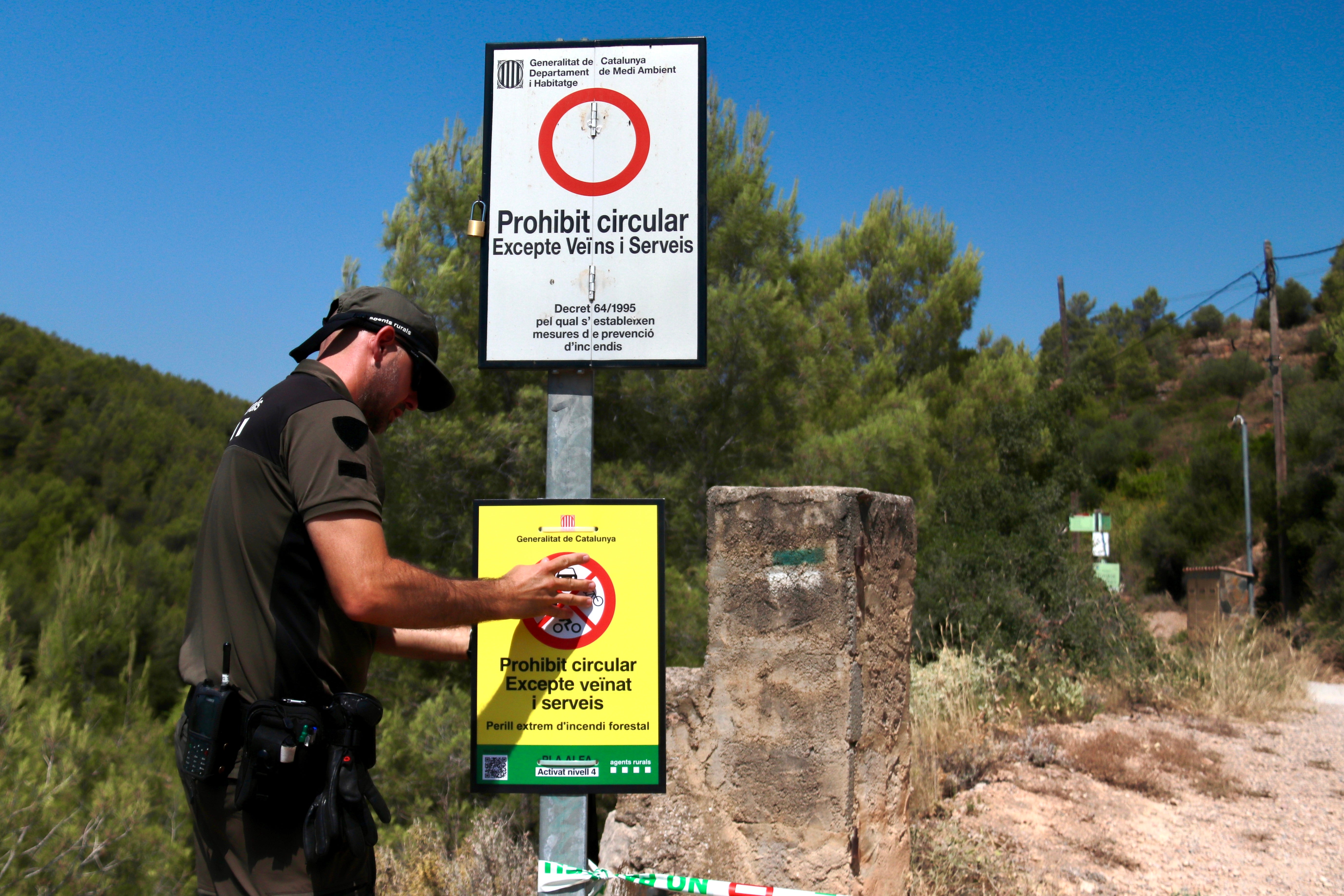 Nou espais naturals tancats per risc extrem d’incendis Nou espais naturals tancats per risc extrem d’incendis