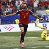 Mikel Merino celebra su gol contra Bélgica. Mikel Merino celebra su gol contra Bélgica.