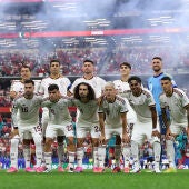 Los jugadores de España posan antes del partido en el Mundial 2026.