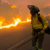 Fotografía de los bomberos tratando de apagar el incendio de Los Gallardos.