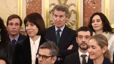 Representantes del Gobierno, del PP y de distintas administraciones, durante el acto institucional por el Día de la Constitución celebrado en el Congreso de los Diputados, el 6 de diciembre de 2025, en Madrid. Representantes del Gobierno, del PP y de distintas administraciones, durante el acto institucional por el Día de la Constitución celebrado en el Congreso de los Diputados, el 6 de diciembre de 2025, en Madrid.