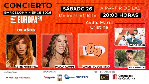 Europa FM celebra sus 30 años en La Mercè 2026 con un concierto único y una sorpresa muy especial Europa FM La Mercè 2026