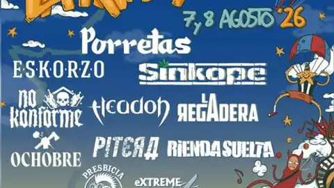 Sínkope, Porretas o Eskorzo en el Raya Rock de San Vicente de Alcántara el 7 y 8 de agosto Sínkope, Porretas o Eskorzo en el Raya Rock de San Vicente de Alcántara el 7 y 8 de agosto