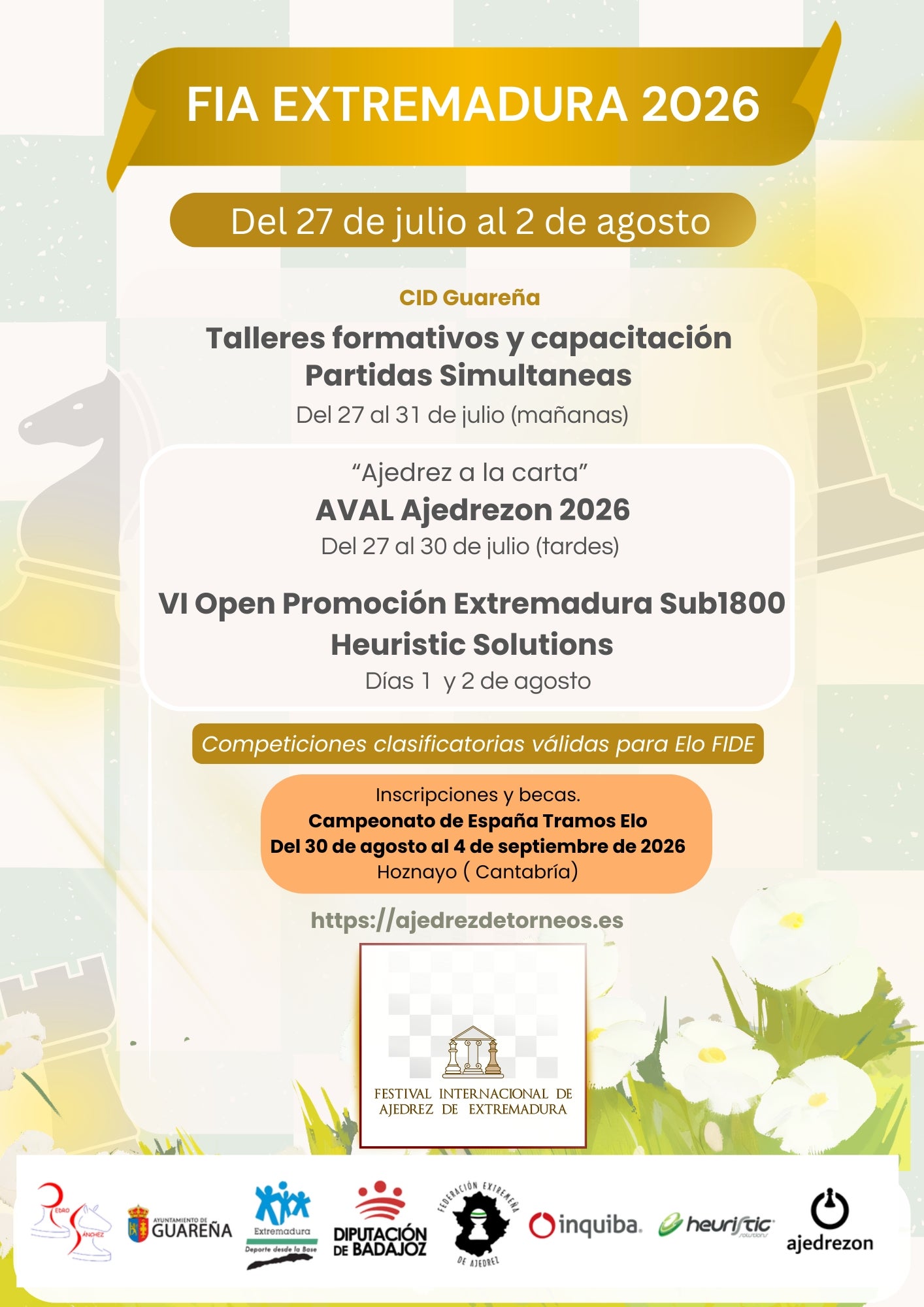 El Festival Internacional de Ajedrez de Extremadura celebra su sexta edición consolidando a Guareña como referente del ajedrez El Festival Internacional de Ajedrez de Extremadura celebra su sexta edición consolidando a Guareña como referente del ajedrez