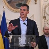 Pedro Sánchez durante una comparecencia. 