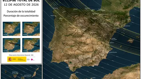 El eclipse dispara las reservas de agosto en Aragón Mapa con las zonas donde se visualizará el eclipse