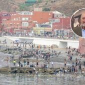 Flujo migratorio en Ceuta en la mañana de este viernes 31 de julio de 2026. 