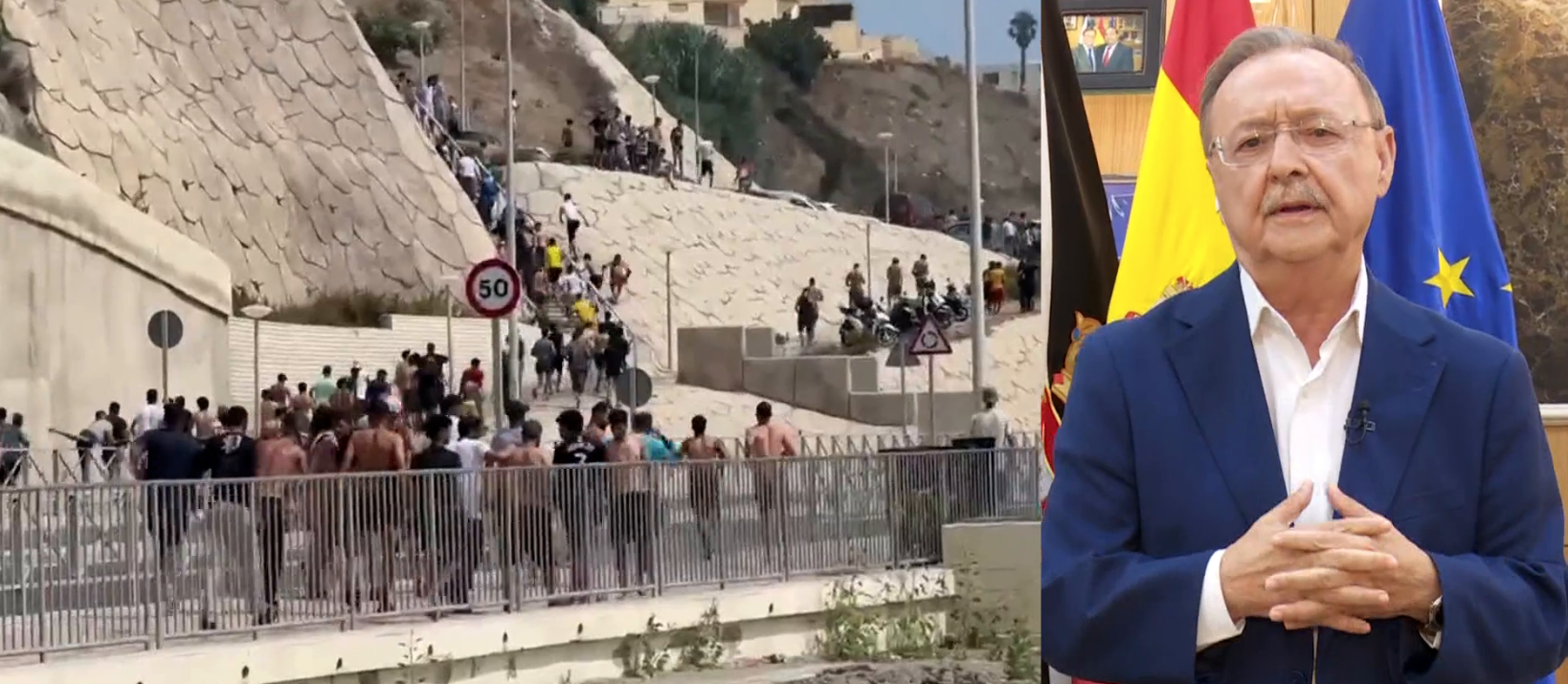 El presidente de Ceuta exige al Estado que emplee "todos los medios a su alcance" para volver a la normalidad: "La situación es muy tensa" El presidente de Ceuta exige al Estado que emplee "todos los medios a su alcance" para volver a la normalidad: "La situación es muy tensa"