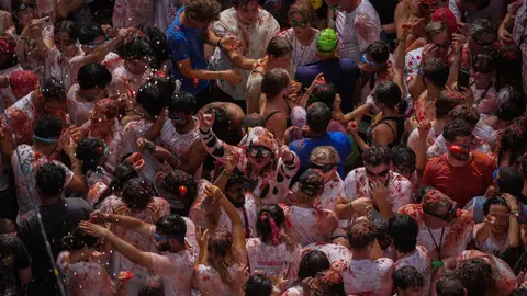 Imagen de archivo de La Tomatina de Buñol. Imagen de archivo de La Tomatina de Buñol.