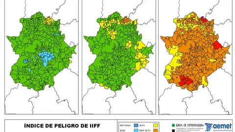 El riesgo de incendio forestal se sitúa en moderado en Extremadura este miércoles y jueves, el viernes se complicará la situación El riesgo de incendio forestal se sitúa en moderado en Extremadura este miércoles y jueves, el viernes se complicará la situación