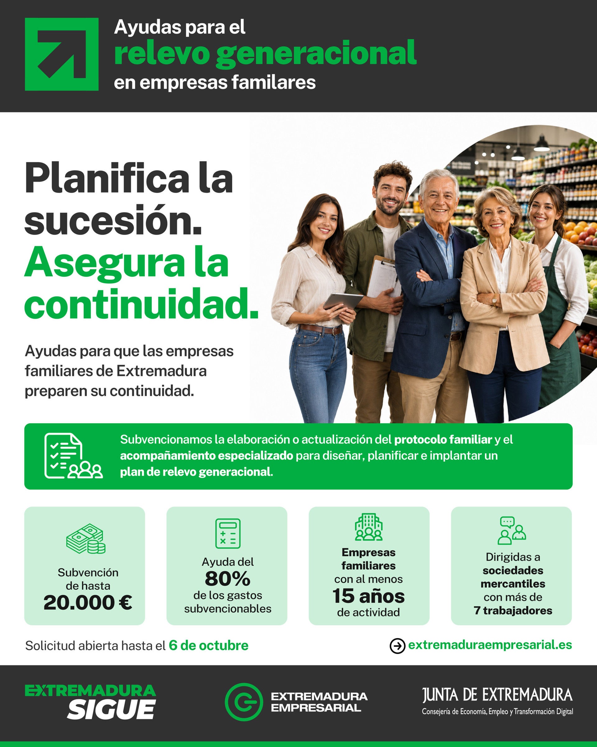 La Junta de Extremadura destina 500.000 euros para impulsar el relevo generacional en las empresas familiares La Junta de Extremadura destina 500.000 euros para impulsar el relevo generacional en las empresas familiares