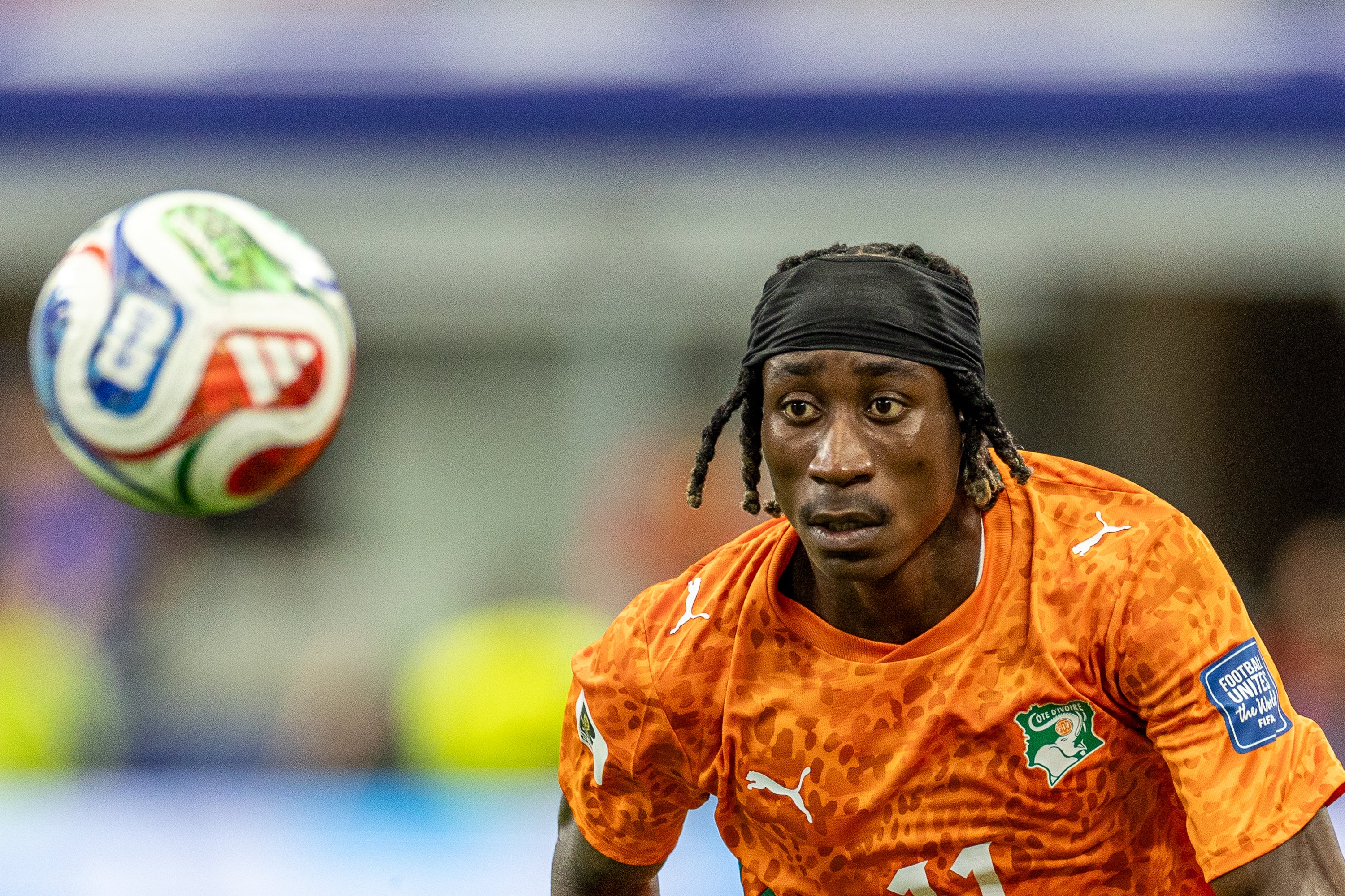 Yan Diomande durante un partido del Mundial de Estados Unidos, México y Canadá. Yan Diomande durante un partido del Mundial de Estados Unidos, México y Canadá.