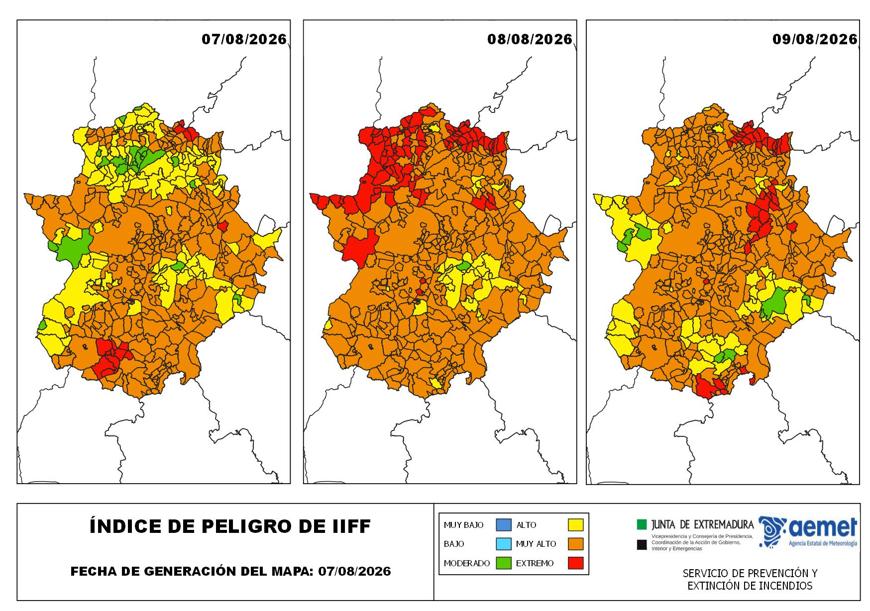 Extremadura presentará este viernes un riesgo muy alto y alto por incendio forestal que escalará hasta el riesgo extremo mañana Extremadura presentará este viernes un riesgo muy alto y alto por incendio forestal que escalará hasta el riesgo extremo mañana