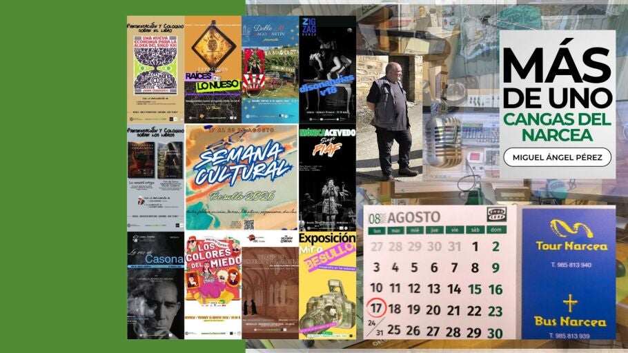 Julio Rozas y el cartel anunciador de la Semana Cultural de Besullo