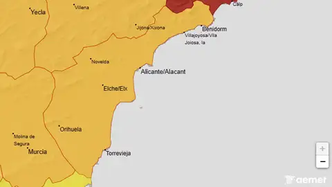 Mapa de avisos meteorológicos de la Agencia Estatal de Meteorología. Mapa de avisos meteorológicos de la Agencia Estatal de Meteorología.