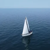 Imagen de archivo de un velero navegando. Imagen de archivo de un velero navegando.