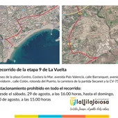 La salida de la etapa 9 de la Vuelta Ciclista desde Villajoyosa conllevará cortes de tráfico y restricciones de aparcamiento La salida de la etapa 9 de la Vuelta Ciclista desde Villajoyosa conllevará cortes de tráfico y restricciones de aparcamiento