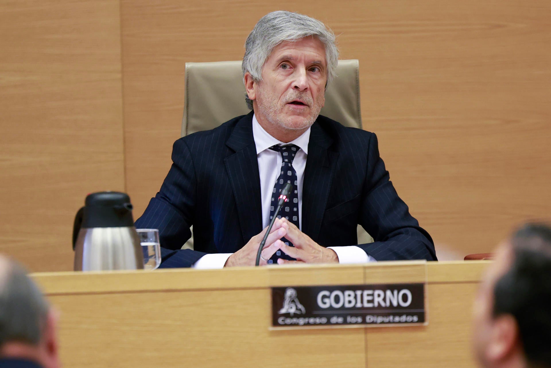 El ministro del Interior, Fernando Grande-Marlaska, comparece este viernes a petición propia en la comisión de Interior del Congreso para informar de la gestión de su departamento en torno a la crisis migratoria de Ceuta. El ministro del Interior, Fernando Grande-Marlaska, comparece este viernes a petición propia en la comisión de Interior del Congreso para informar de la gestión de su departamento en torno a la crisis migratoria de Ceuta.
