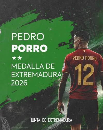 El campeón del mundo de fútbol, Pedro Porro, no podrá recoger la Medalla de Extremadura el 7 de septiembre por motivos laborales El campeón del mundo de fútbol, Pedro Porro, no podrá recoger la Medalla de Extremadura el 7 de septiembre por motivos laborales
