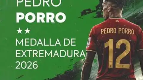El campeón del mundo de fútbol, Pedro Porro, no podrá recoger la Medalla de Extremadura el 7 de septiembre por motivos laborales El campeón del mundo de fútbol, Pedro Porro, no podrá recoger la Medalla de Extremadura el 7 de septiembre por motivos laborales