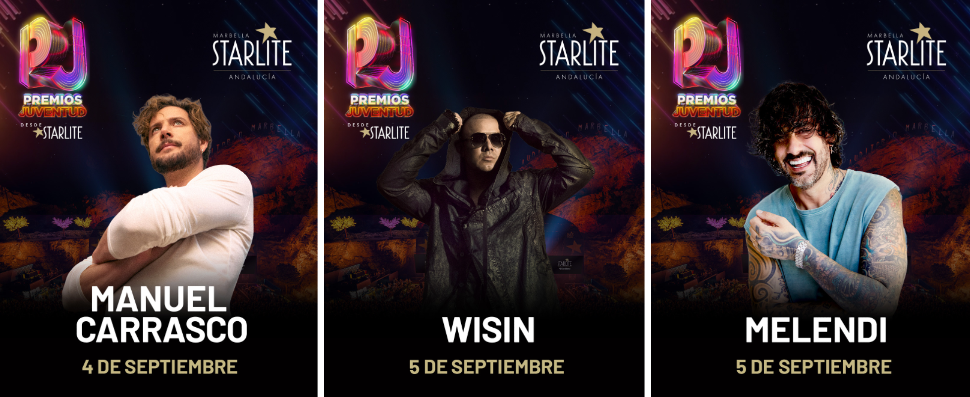 Starlite y TelevisaUnivision cerrarán PJ Fest y Premios Juventud 2026 con tres grandes presentaciones: Melendi, Wisin y Manuel Carrasco Starlite y TelevisaUnivision cerrarán PJ Fest y Premios Juventud 2026 con tres grandes presentaciones: Melendi, Wisin y Manuel Carrasco