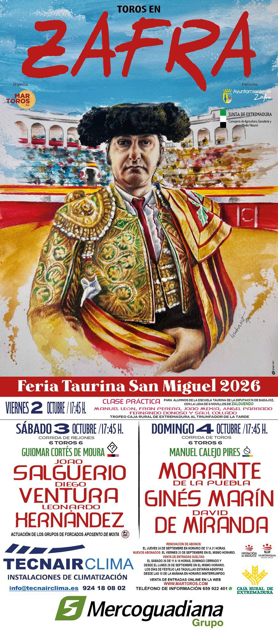 La Feria Taurina de San Miguel en Zafra volverá a contar con tres festejos y Morante y Ginés Marín en cartel La Feria Taurina de San Miguel en Zafra volverá a contar con tres festejos y Morante y Ginés Marín en cartel