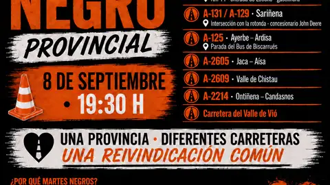 El primer “Martes Negro” del curso reclama carreteras dignas en toda la provincia El primer “Martes Negro” del curso reclama carreteras dignas en toda la provincia