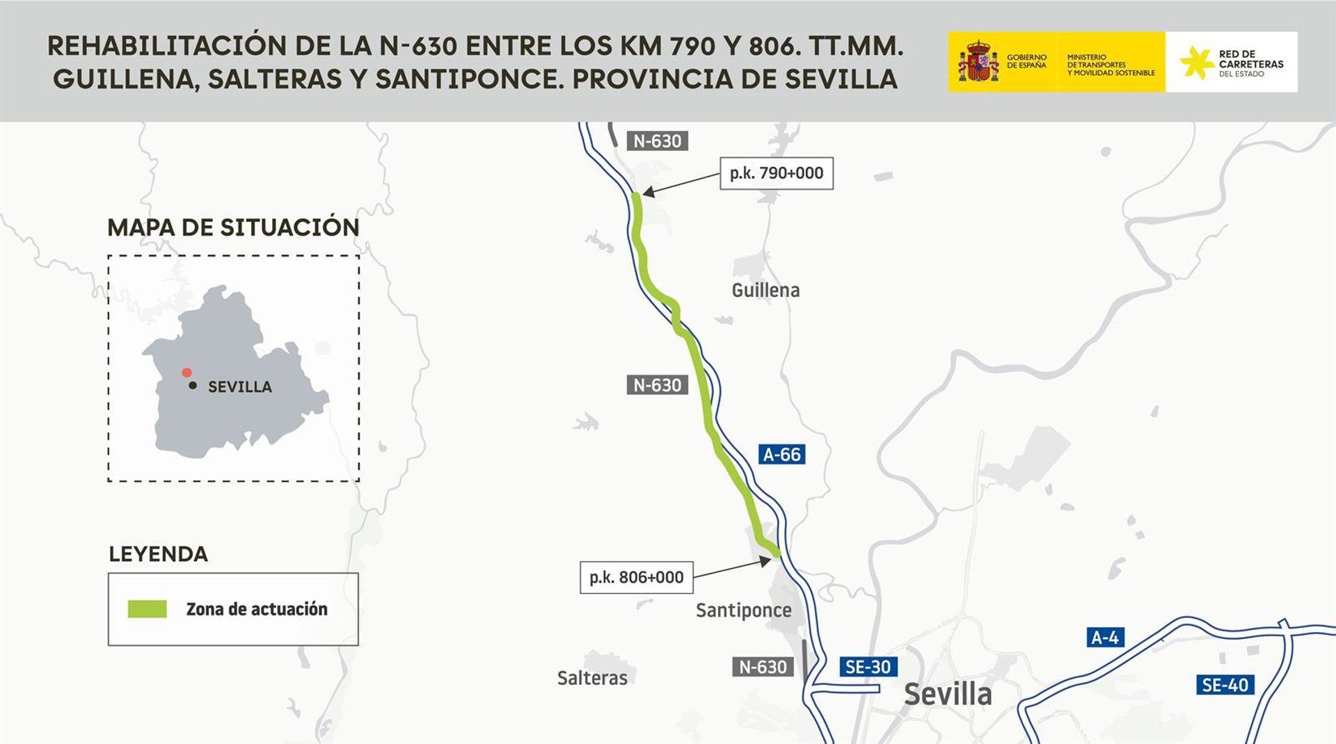 Transportes licita obras del firme en 16 kilómetros de la N-630 a su paso por Guillena, Salteras y Santiponce Transportes licita obras del firme en 16 kilómetros de la N-630 a su paso por Guillena, Salteras y Santiponce