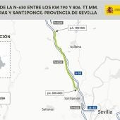 Transportes licita obras del firme en 16 kilómetros de la N-630 a su paso por Guillena, Salteras y Santiponce