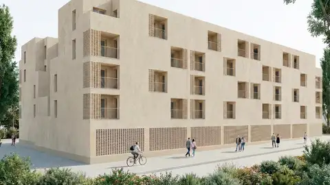 Imagen render de la promoción de 60 viviendas públicas que se construirán en Marratxí. Imagen render de la promoción de 60 viviendas públicas que se construirán en Marratxí.