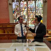 Llorenç Galmés, presidente del Consell de Mallorca (i) durante una entrevista en Onda Viajera Llorenç Galmés, presidente del Consell de Mallorca (i) durante una entrevista en Onda Viajera