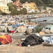 Vista este sábado de la playa del Trampolín de Ceuta.