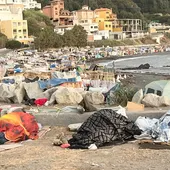 Vista este sábado de la playa del Trampolín de Ceuta. Vista este sábado de la playa del Trampolín de Ceuta.
